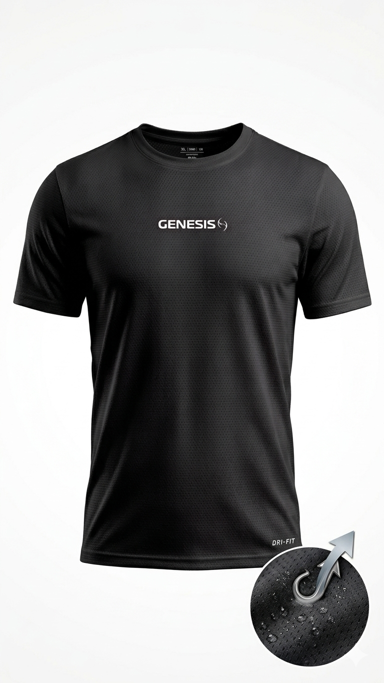 Camiseta Performance Genesis Black – Poliamida Premium Dry-Fit