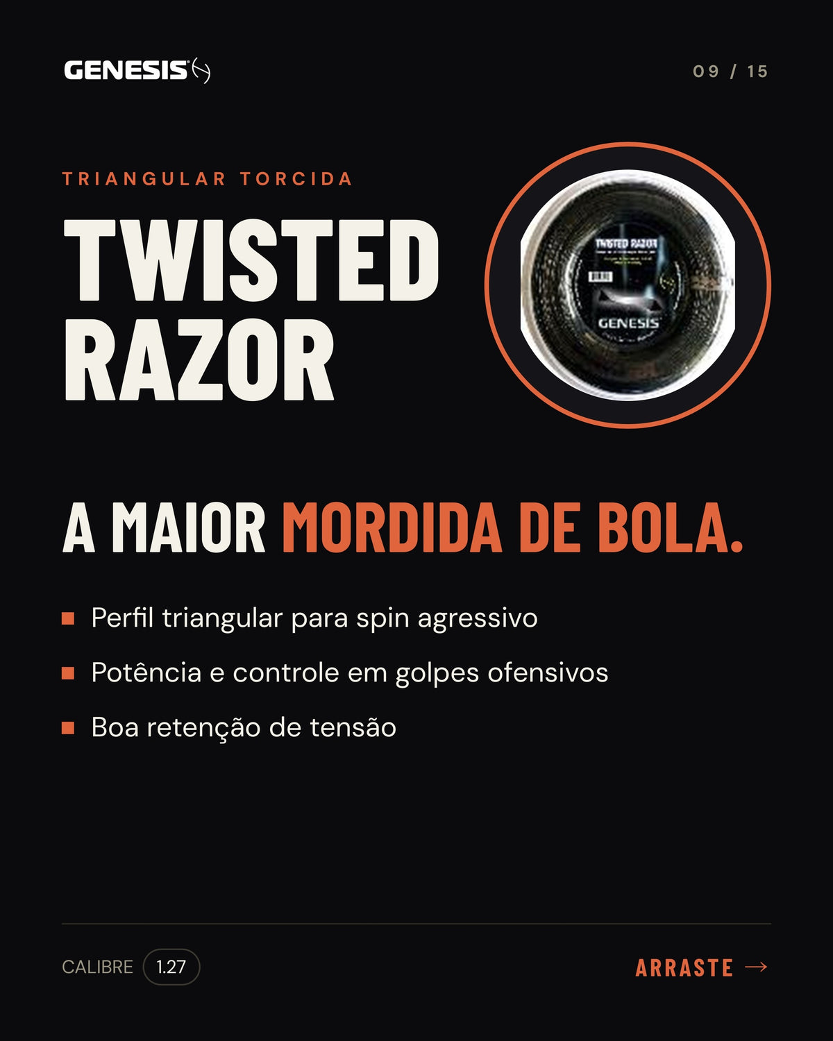Características da corda Genesis Twisted Razor