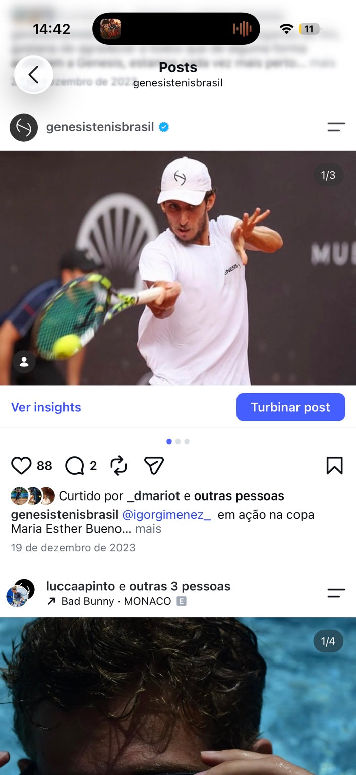 Igor Gimenez em ação na Copa Maria Esther Bueno, conforme a publicação enviada
