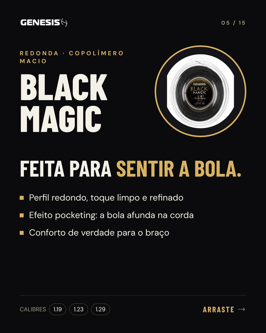 Características da corda de tênis Genesis Black Magic