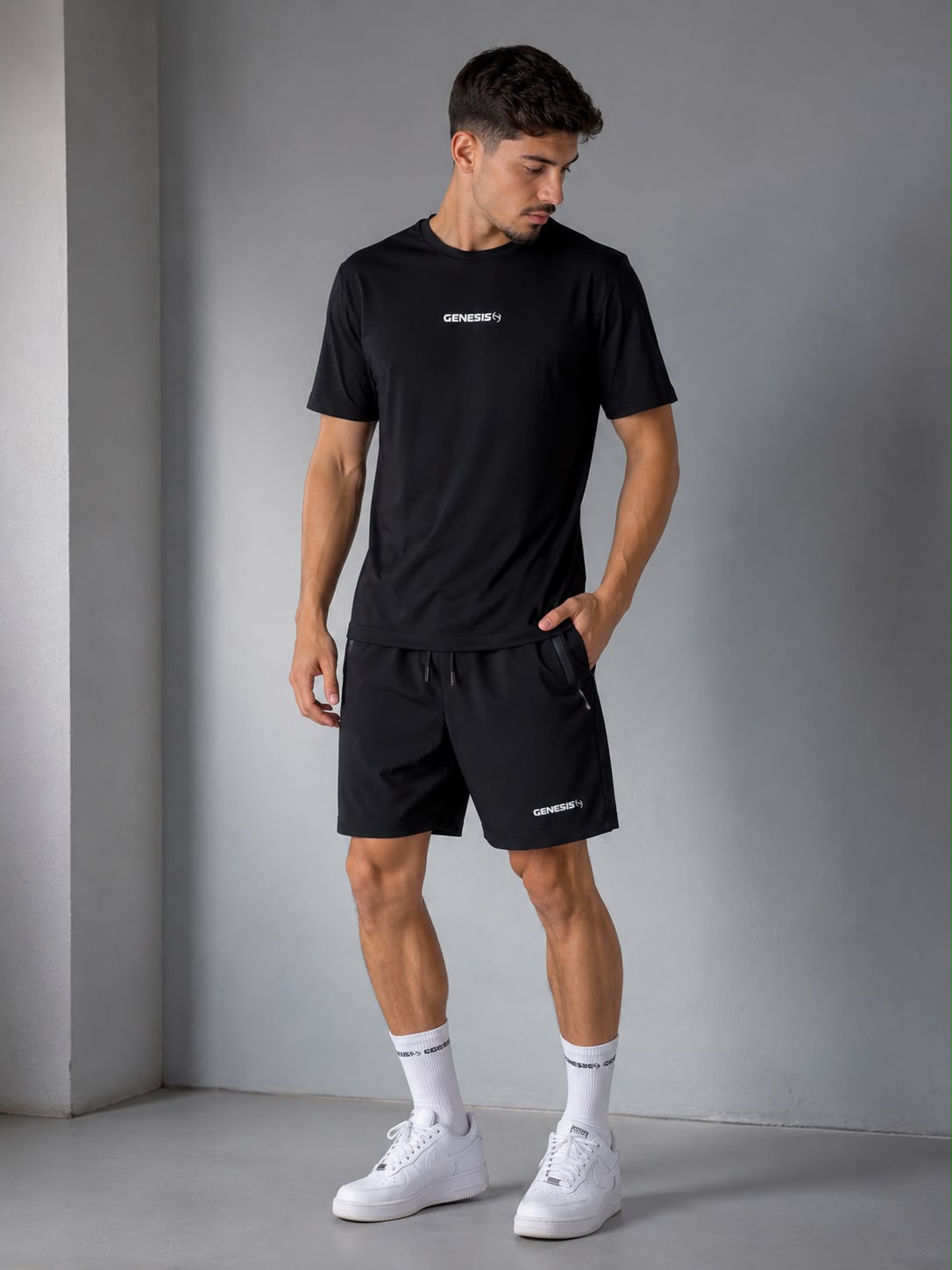 Camiseta Performance Genesis Black – Poliamida Premium Dry-Fit