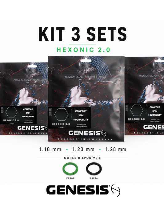Kit 3 Sets Genesis Hexonic 2.0 – Corda de Tênis Hexagonal