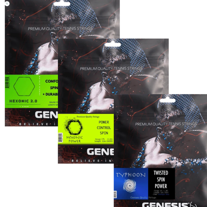 Kit Spin + Potência Genesis com 3 sets de corda de tênis