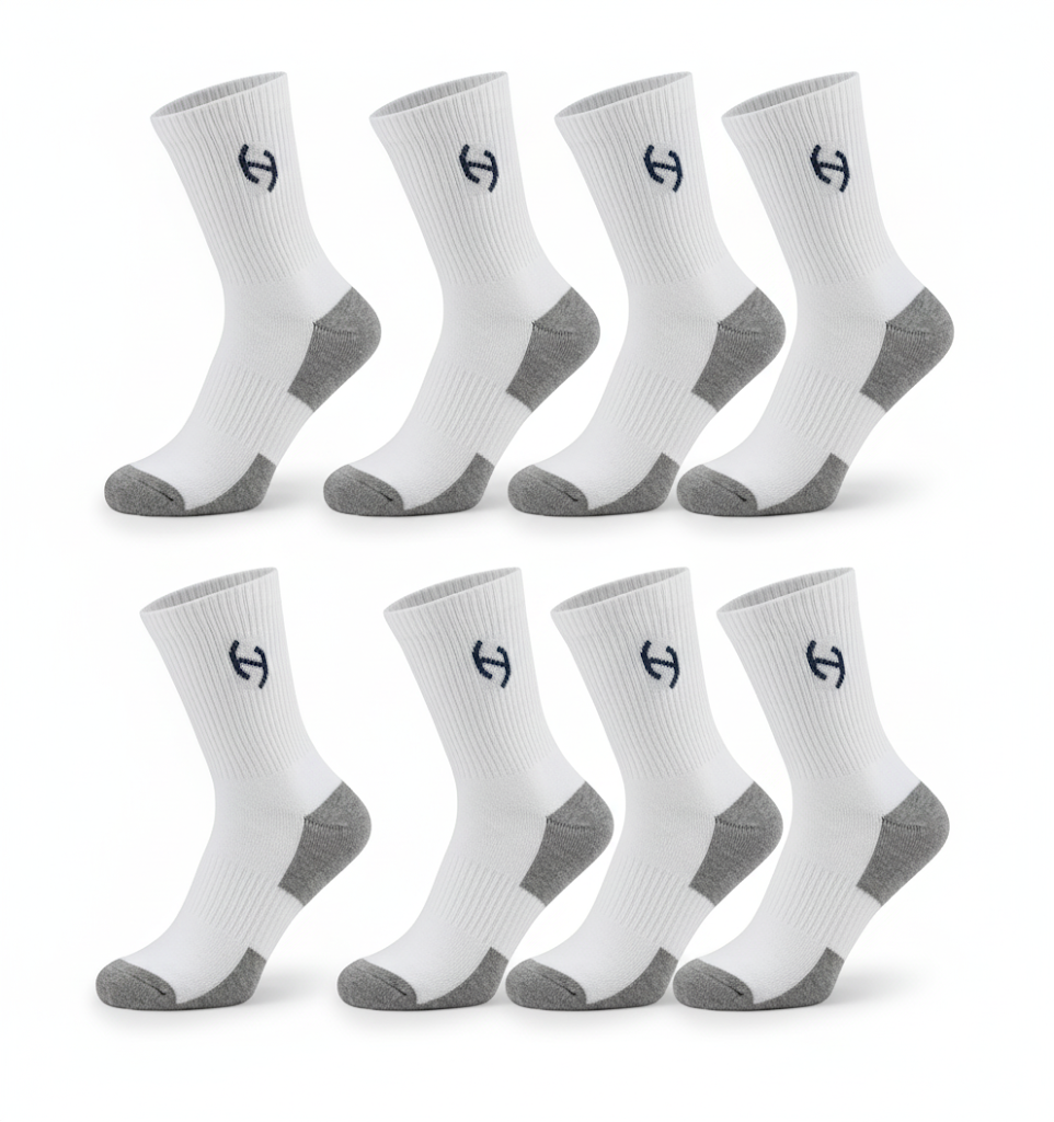 Kit 4 Pares Meia Cano Alto Esportiva Performance –  4 BRANCAS