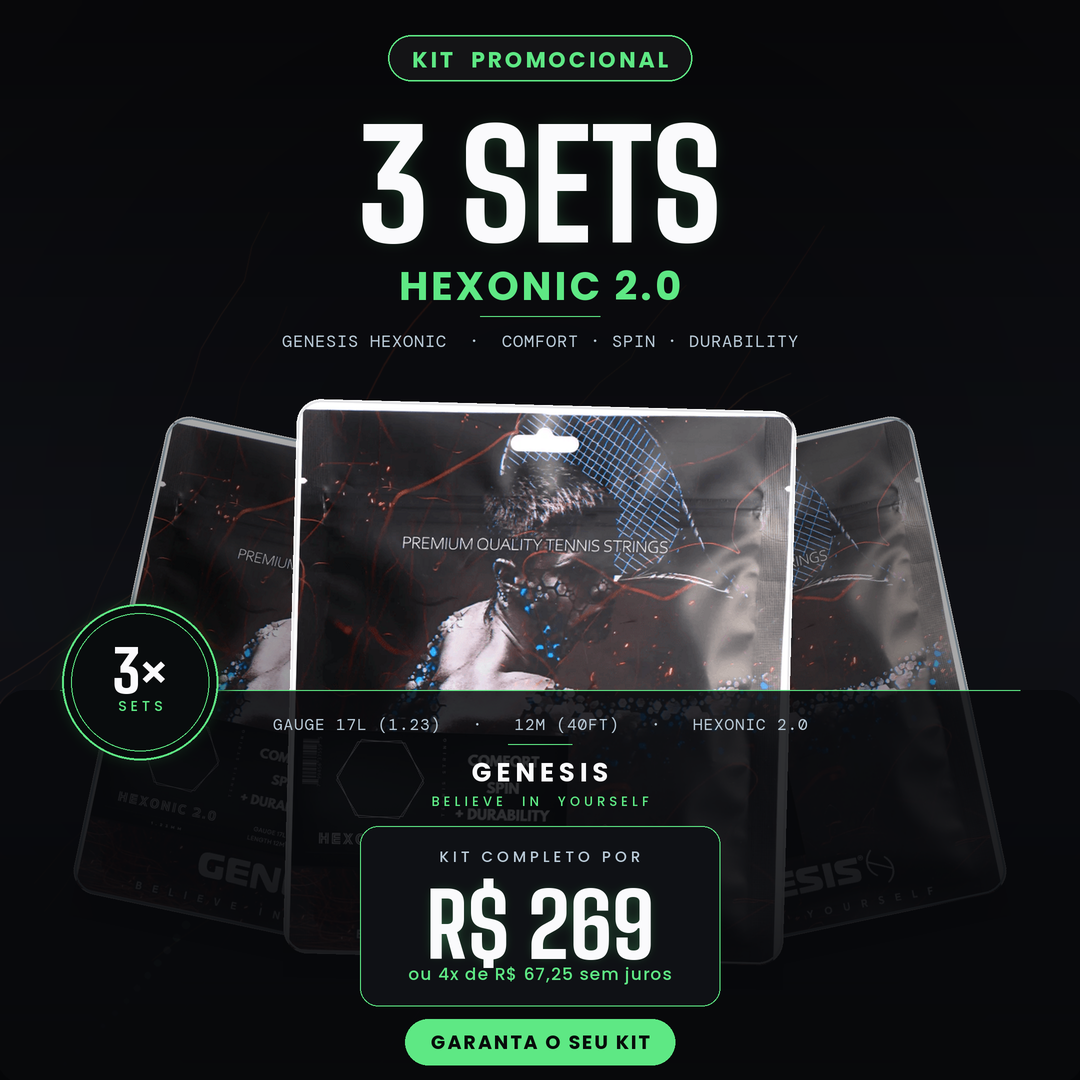 Kit 3 Sets Genesis Hexonic 2.0 – Corda de Tênis Hexagonal